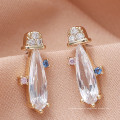 diamond earings for women 2021,14K gold plated copper setting pink blue zircon water-drop drop earring stud